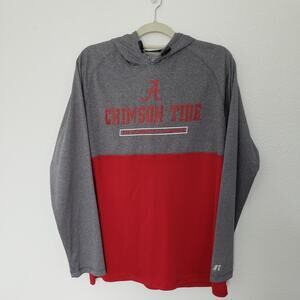 Russell University of Alabama Crimson Tide Gray Red Pullover Hoodie Stretch SZ L